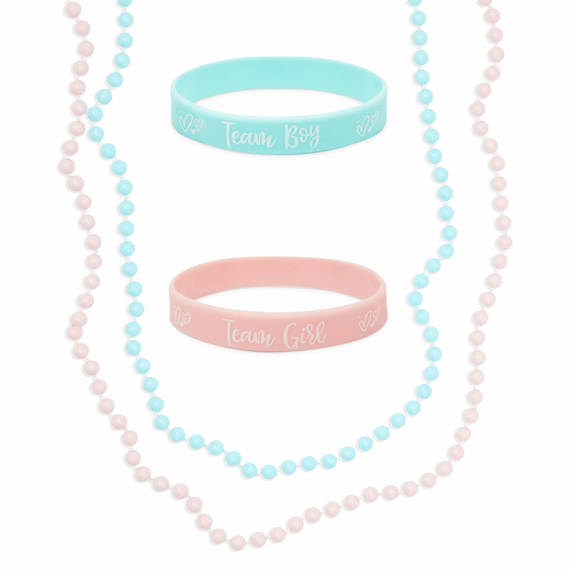 Gender Reveal Party Favor Bracelets, Beaded Necklaces, Team Boy or Girl (72 Pieces)