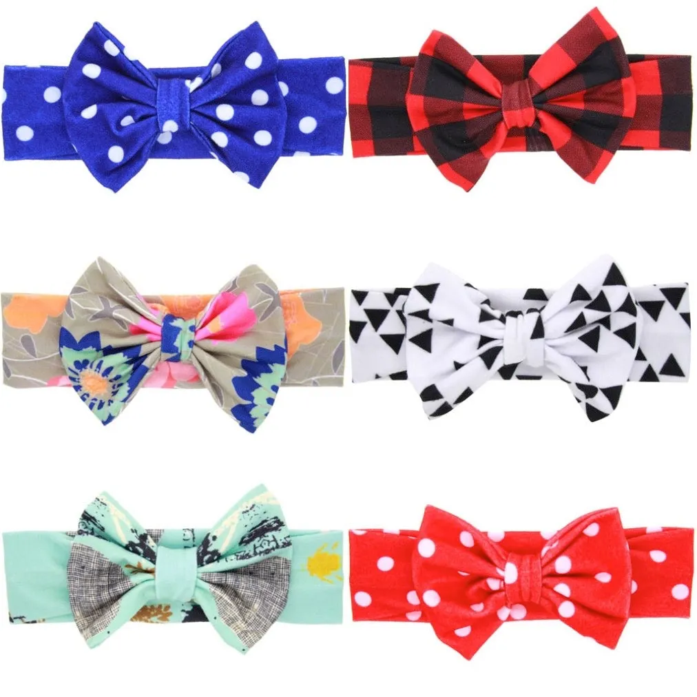 Girls Butterfly Bowknot Elastic Print Headband