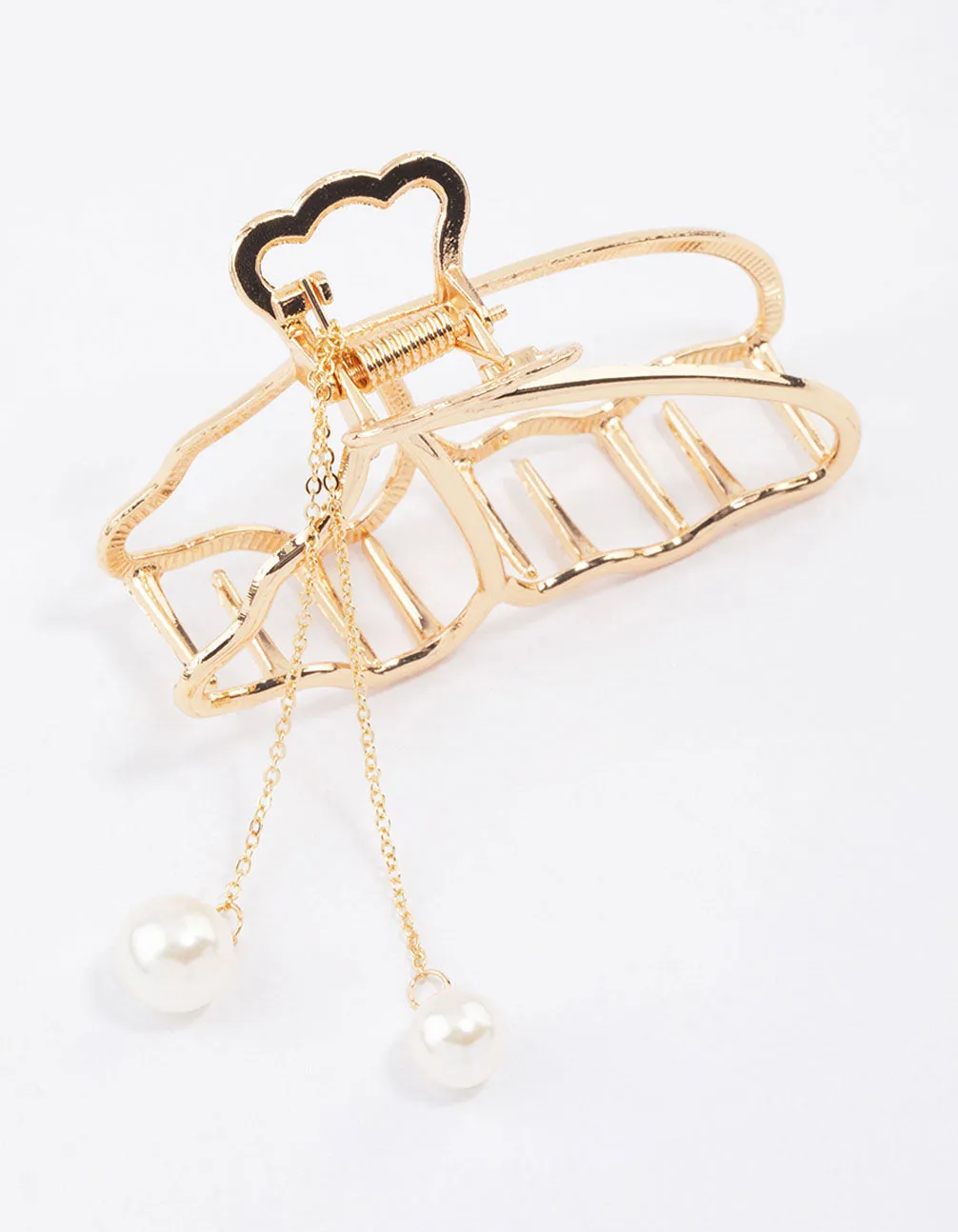 Gold Butterfly & Pearl Hair Claw Clip