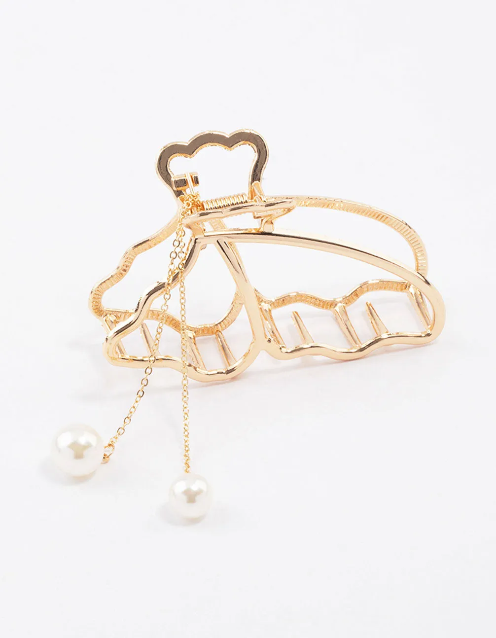 Gold Butterfly & Pearl Hair Claw Clip