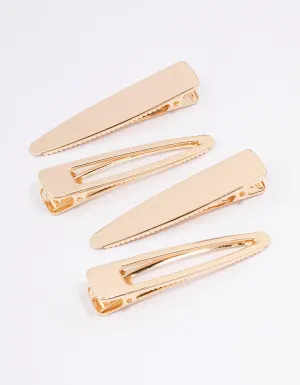 Gold Long Simple Hair Clips 4-Pack