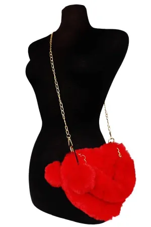 Instant Shipping! Heart Shaped Faux Fur Bag