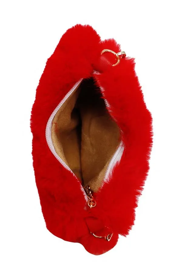 Instant Shipping! Heart Shaped Faux Fur Bag