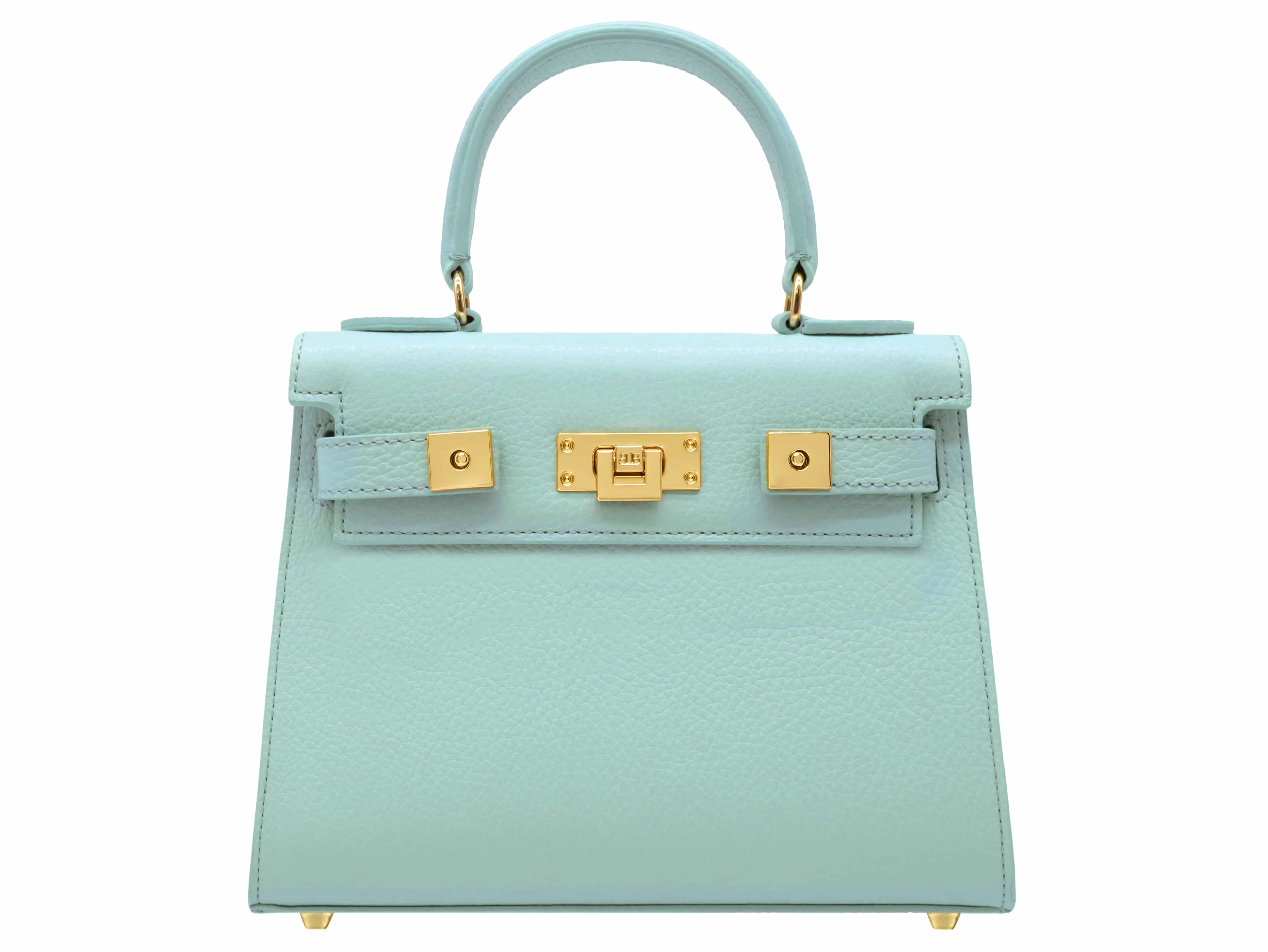 Maya Midi Caribou Soft Grainy Print Calf Leather Handbag - Aqua