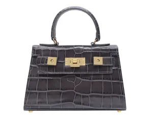 Maya Mignon Orinoco 'Croc' Print Calf Leather Handbag - Dark Grey