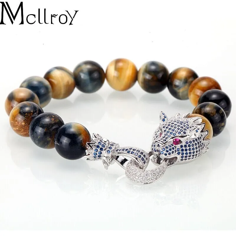 Mcllroy Tiger Eye Stone with Dragon Clasp Bracelet