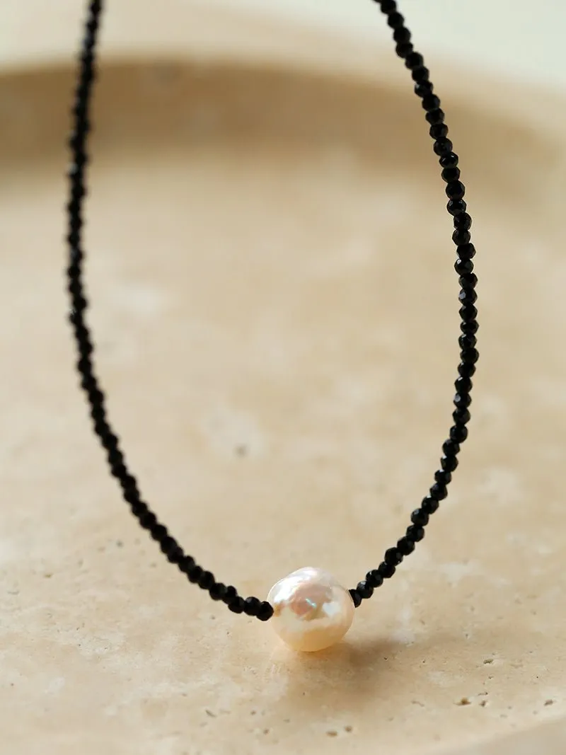 Monochrome Elegance Baroque Pearl Necklace