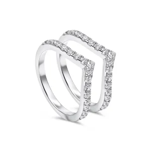 Pavé V-Shaped Chevron Wishbone Eternity Ring Set