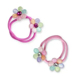 Pink Poppy Pastel Gem Flower Hair Elastics Assorted Styles