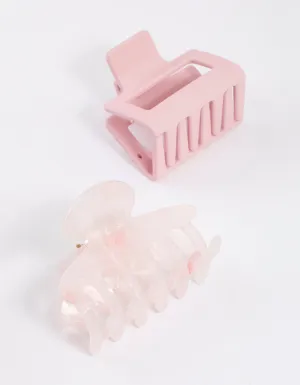 Pink Square Curved Hair Claw Pack