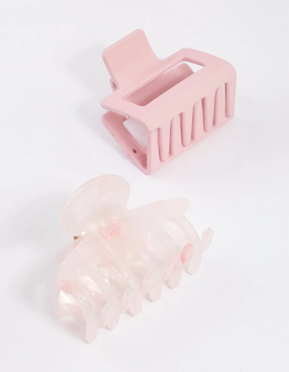 Pink Square Curved Hair Claw Pack