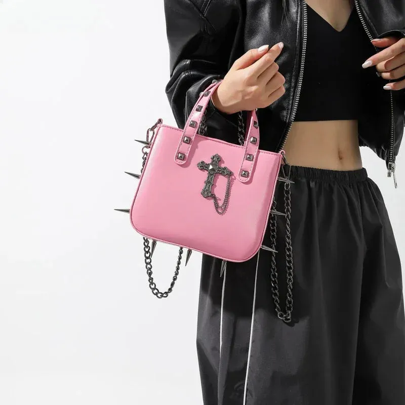 Punk Rivets Y2K Aesthetic Korean Gothic Casual Vintage Crossbody Shoulder Bag