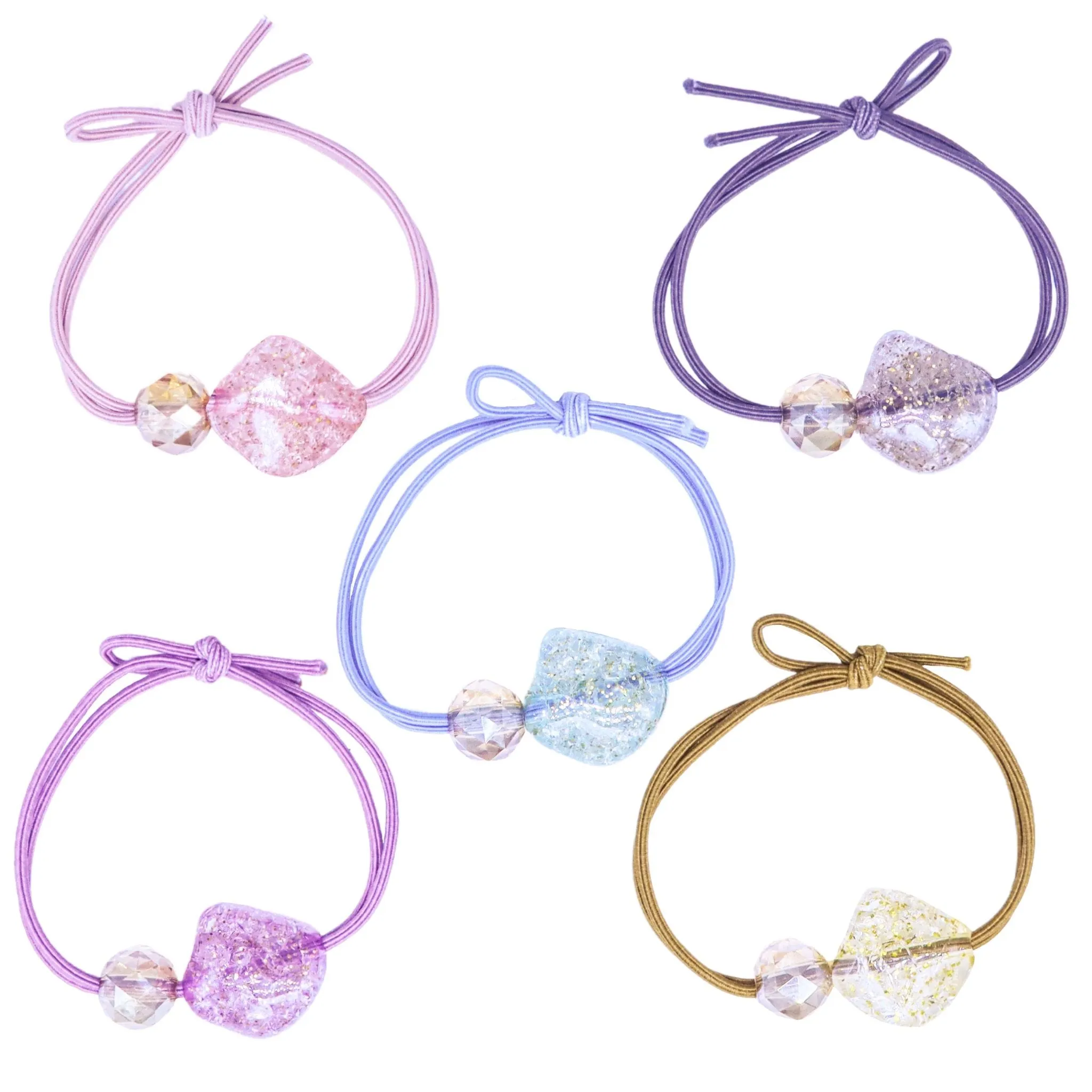 Resin Charm Heart Hair Ties - 5 Pack