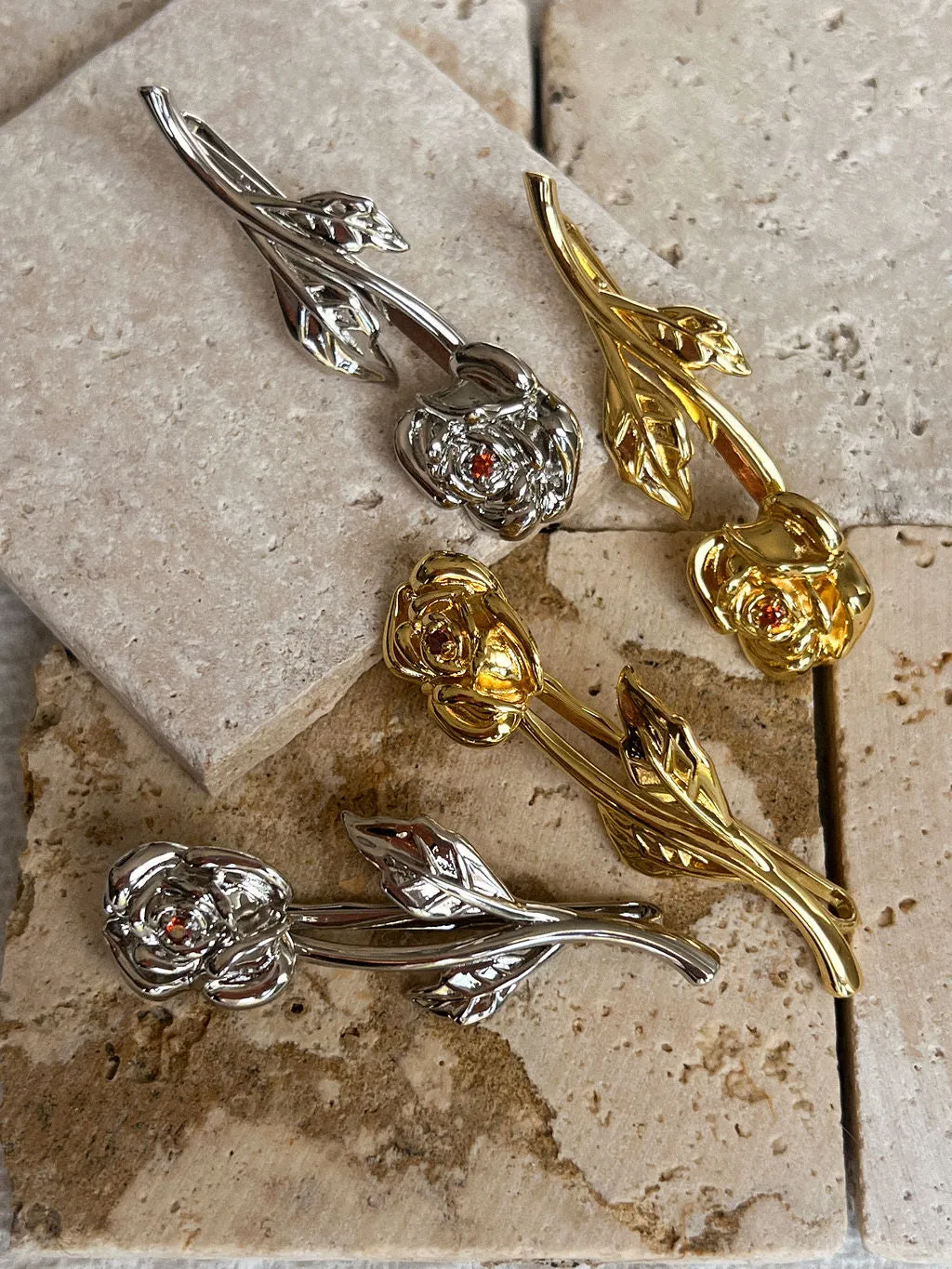 Rosa Bobby Pin Set- Gold