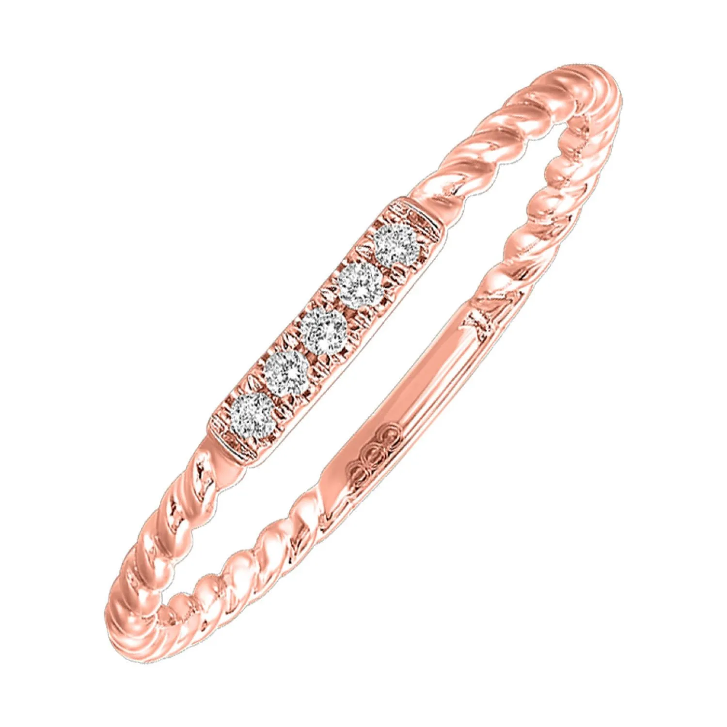 Rose Gold Stackable Twist Diamond Band, 0.05 cttw