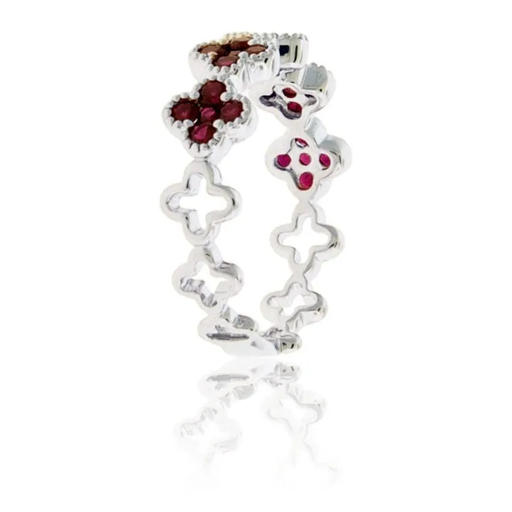 Ruby Clover Style Stackable Ring