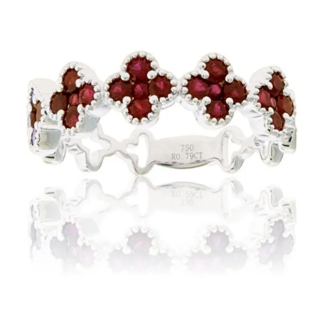 Ruby Clover Style Stackable Ring