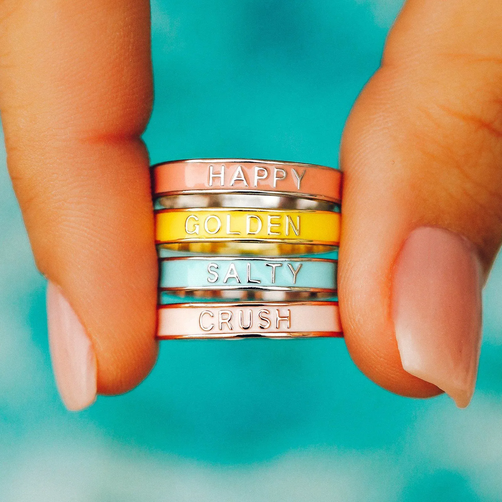 Salty Enamel Word Ring