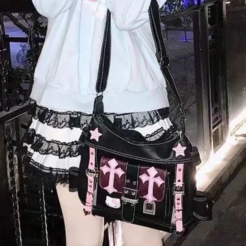 Sanrio Cross Trend Vintage Chains Pink Punk Gothic Bag