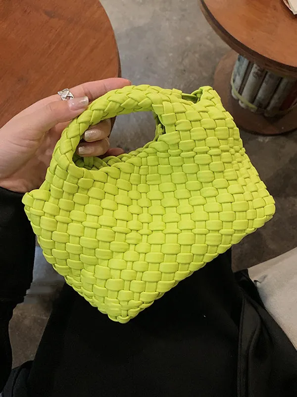 Solid Color Woven Bags Handbags