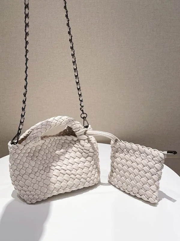 Solid Color Woven Bags Handbags