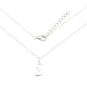 Sterling Silver Rhodium Plated Letter S Necklace ERLN004-S