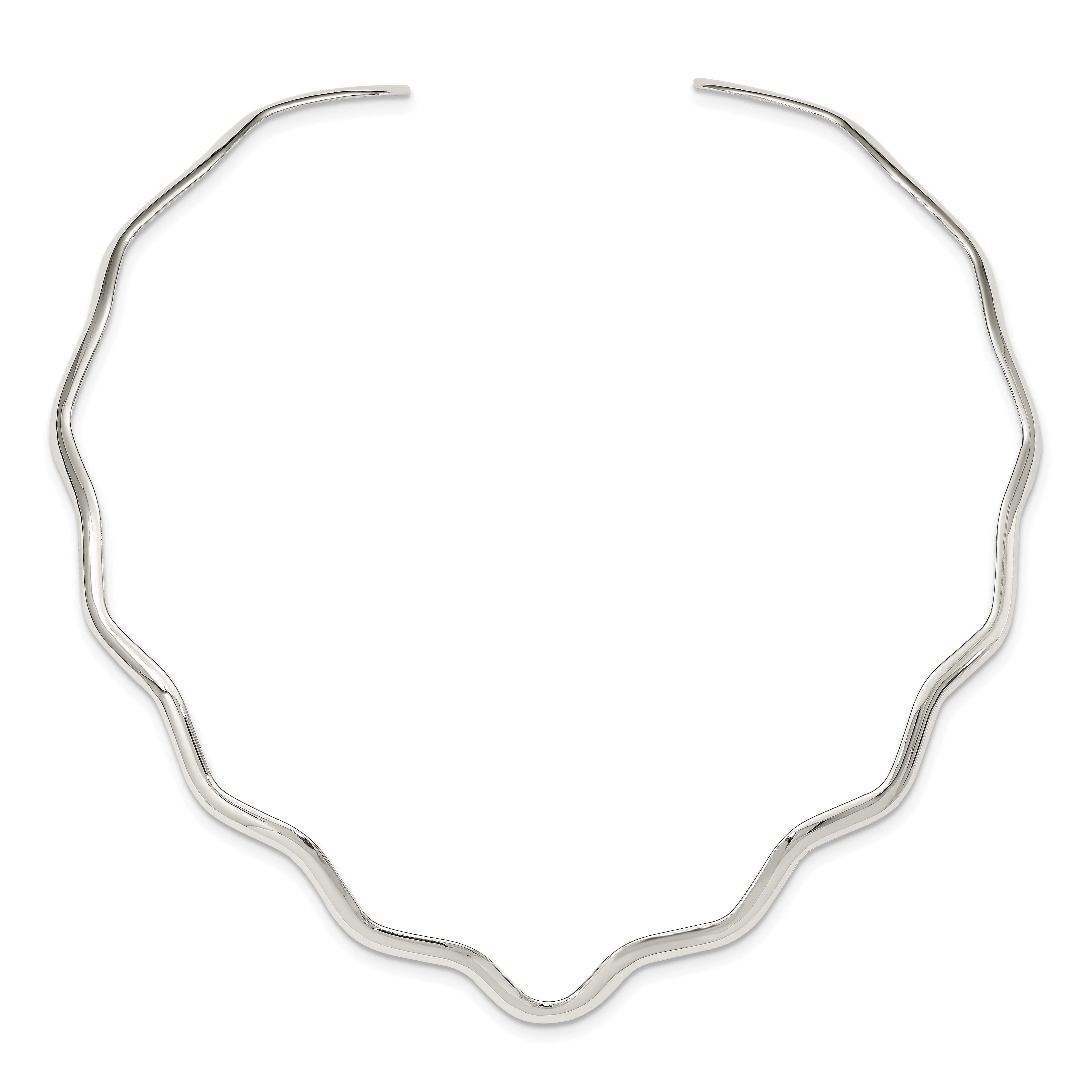 Sterling Silver Wavy V-Shape Neck Collar