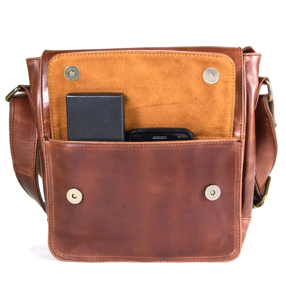 Urban Messenger Bag in Rustic Brown Leather - Cncled Carry