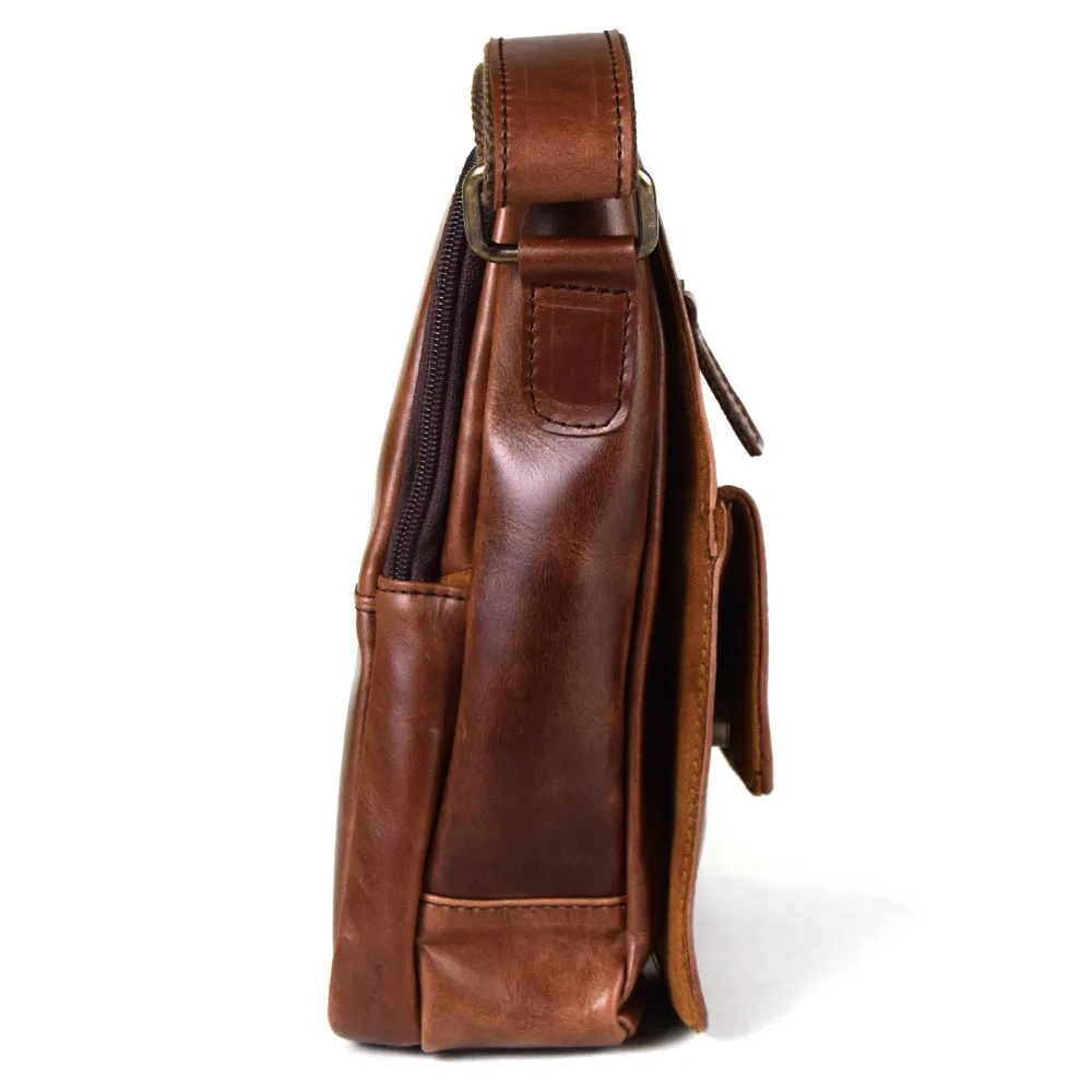 Urban Messenger Bag in Rustic Brown Leather - Cncled Carry