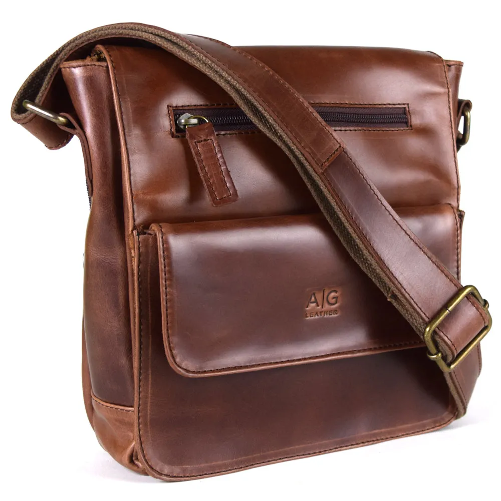 Urban Messenger Bag in Rustic Brown Leather - Cncled Carry