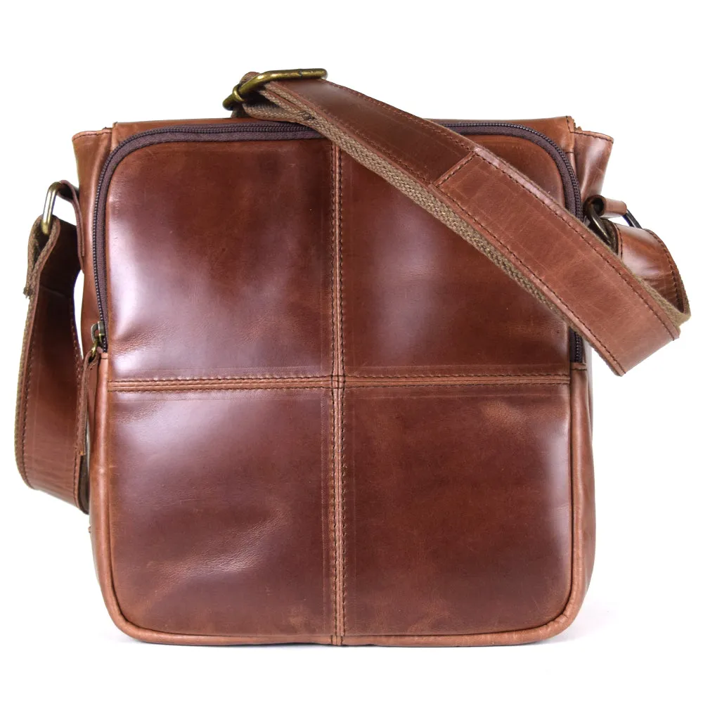 Urban Messenger Bag in Rustic Brown Leather - Cncled Carry