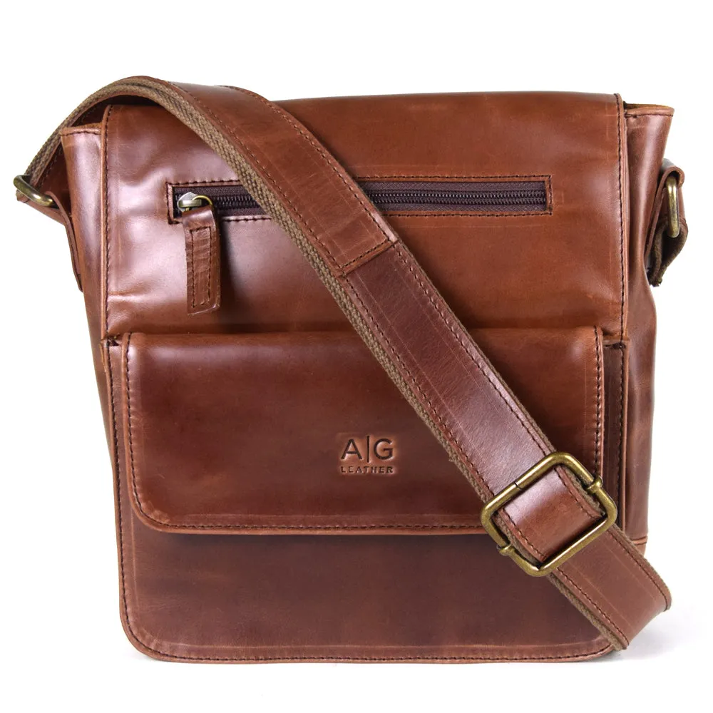 Urban Messenger Bag in Rustic Brown Leather - Cncled Carry