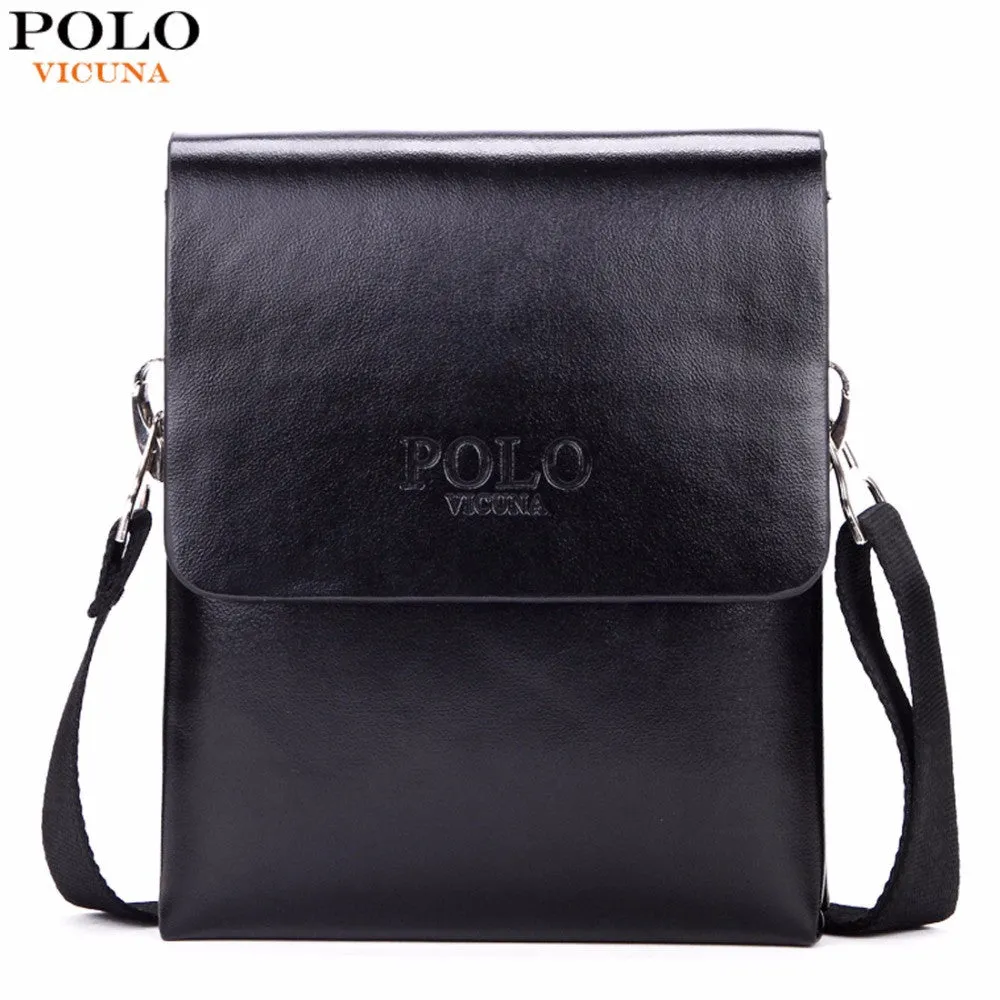 VICUNA POLO Hot Sell Brand Solid Double Pocket Soft Leather Men Messenger Bag Small 2 Layer Mens Travel Bag Mens Bag For Phone