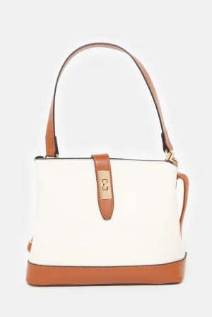 Women Beige Plain Bucket Bag