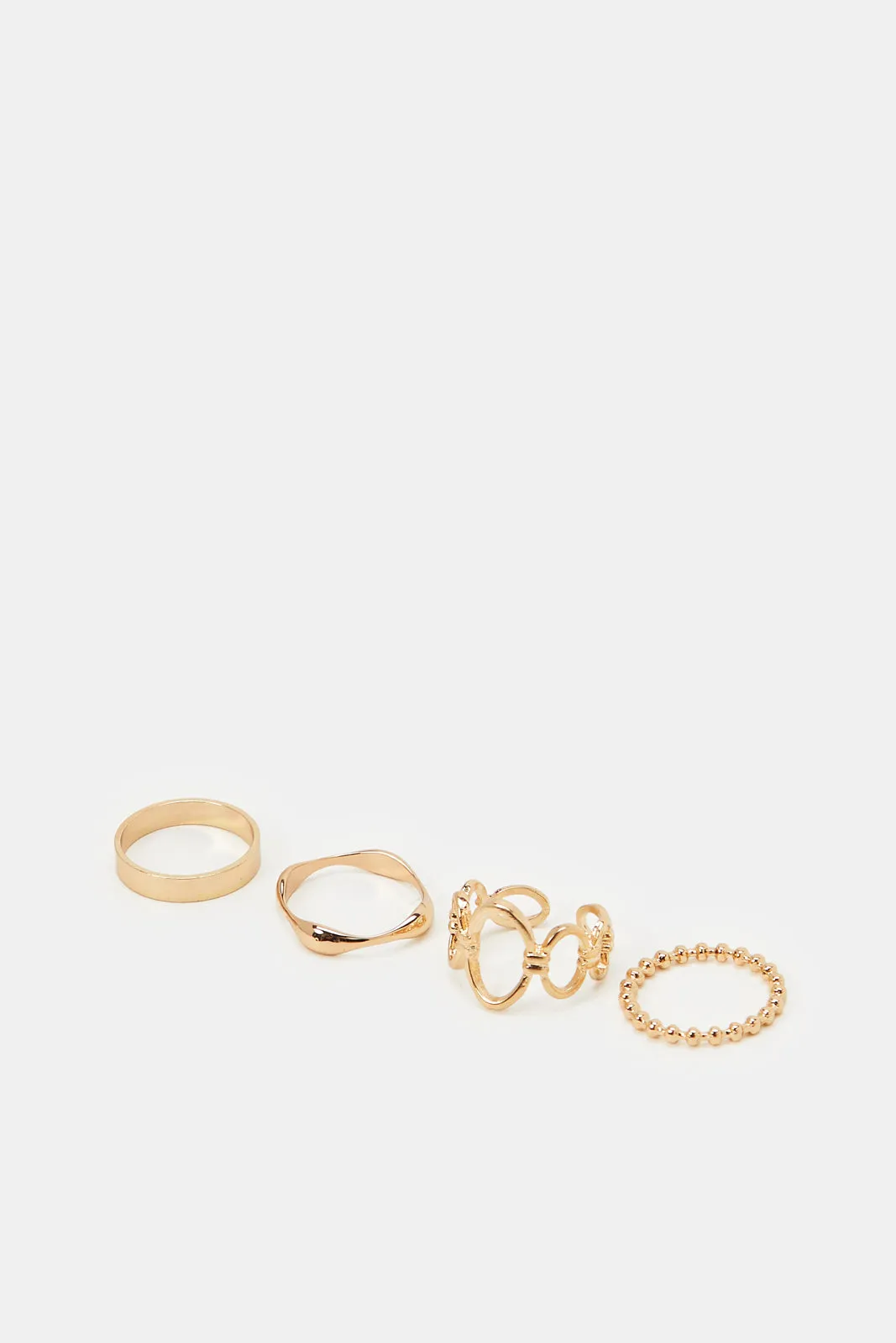 Women Embellished Gold Ring Set (4 Piece)