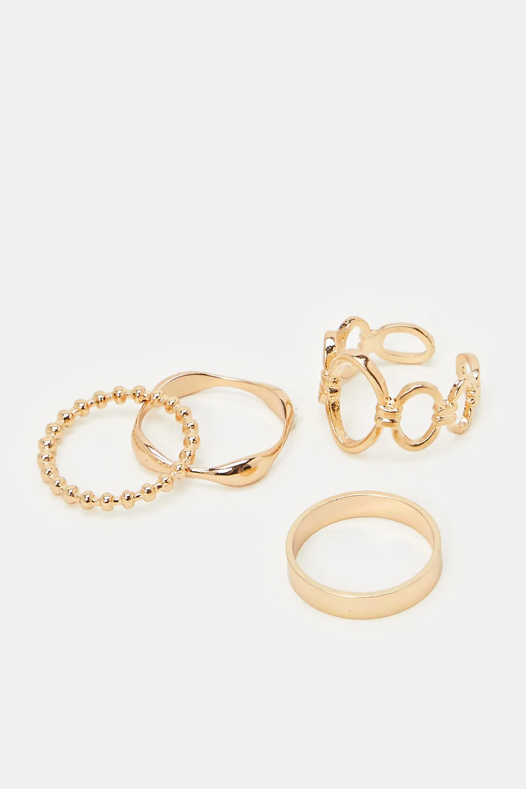 Women Embellished Gold Ring Set (4 Piece)