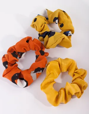 Yellow Orange Leopard Scrunchie 3 Pack