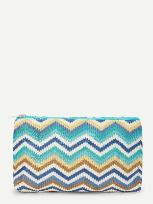 Zig Zag Woven Makeup Bag